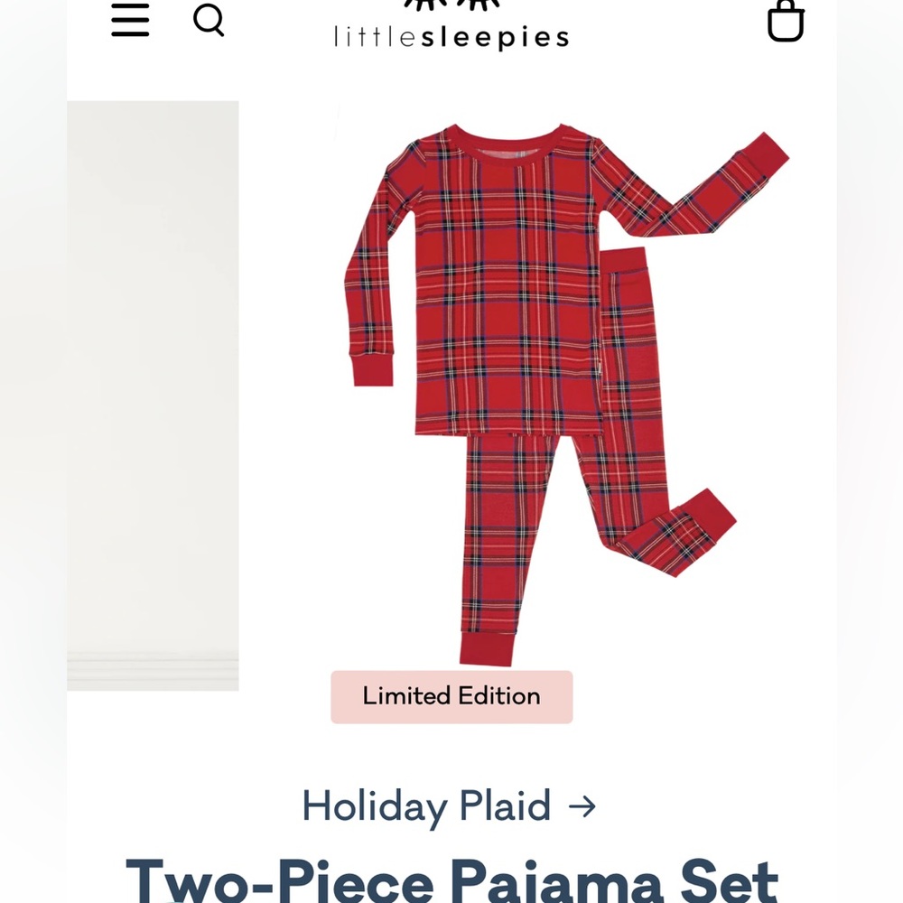 Little Sleepies 2pc Holiday Plaid Pajama Set NWT size 7/8!!